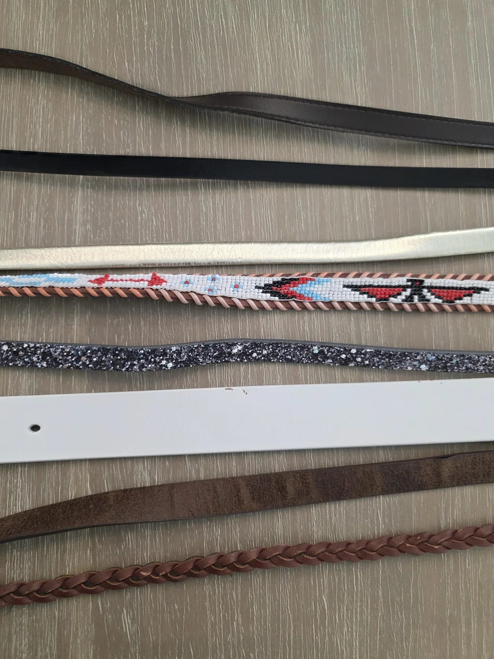 8 Women's Fashion Belts - Brown, Black, White, Pink, Silver, Tan